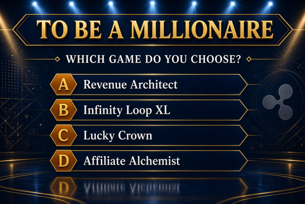 SiwersLHT's tweet photo. Final answer?
A Revenue Architect
B Infinity Loop XL
C Lucky Crown
D Affiliate Alchemist
Revenue Architect is the most played card on the board. The other three keep showing up on the big wins.
Drop your letter. No lifelines.
$LHT $XRP #WhoWantsToBeAMillionaire #LuckyHash #XRPL https://t.co/hi5RVQChNJ