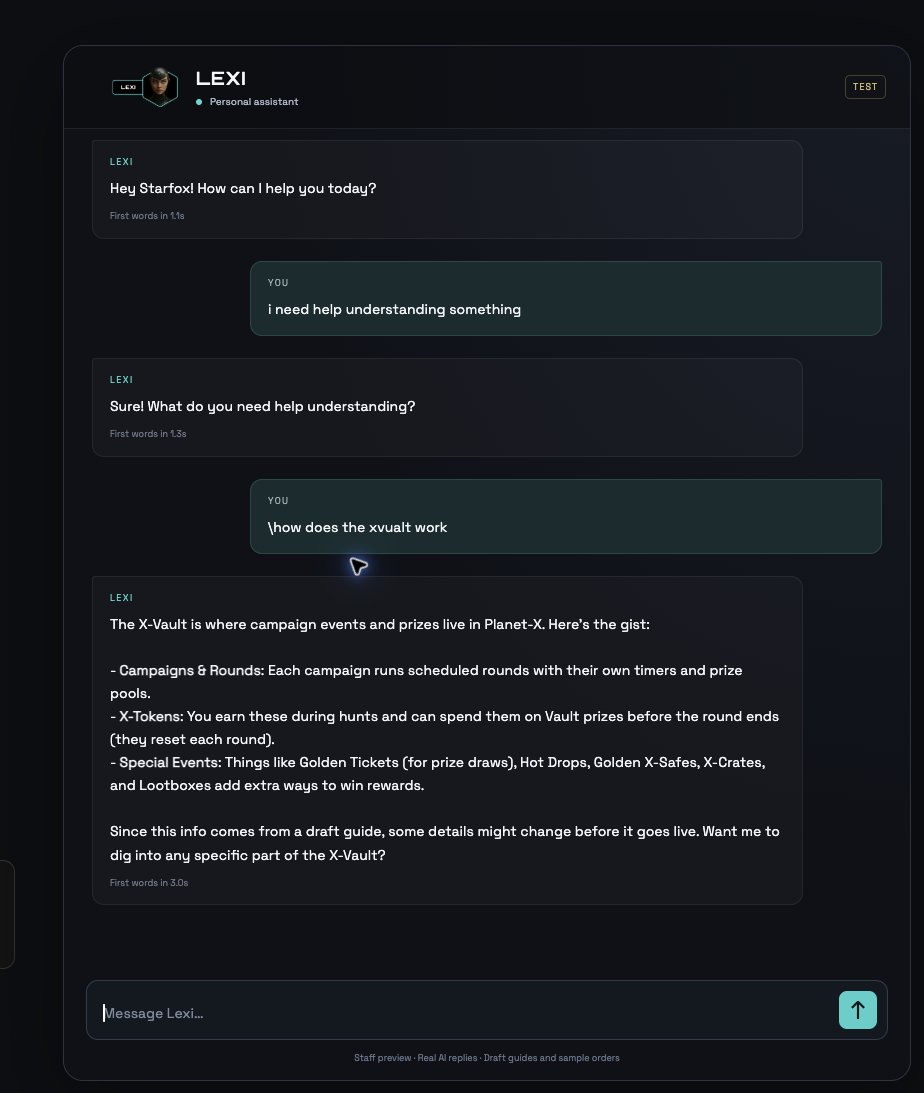 MrGallaxia's tweet photo. Lexi is an ai agent built into the game

Lexi understands the entire @GallaxiaStudio universe

She orders prizes
Builds a relationship with each player individually
Speaks every language 
Full time customer service 

Live in next beta build https://t.co/vUmk9NRDwI