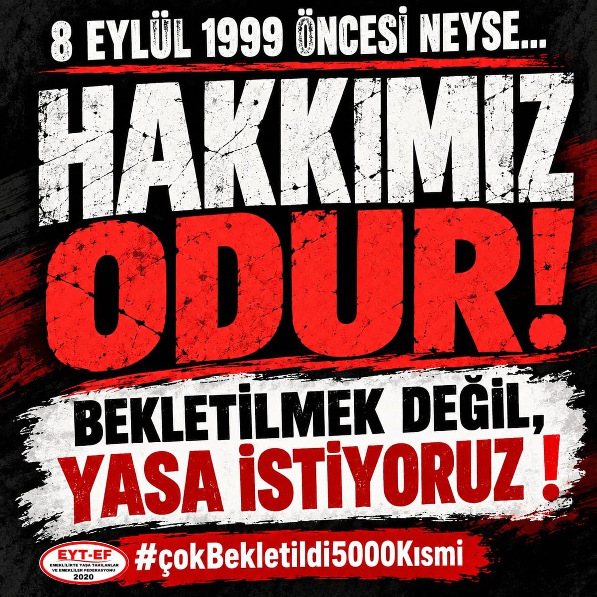 zynpdnc25's tweet photo. 📌99 öncesi EYT👇

#çokBekletildi5000Kısmi

Biz 5000 Kısmi mağdurları

Yıllardır aynı sorunun
aynı belirsizliğin ve aynı ertelenmiş sözlerin içinde bırakıldık.

8 Eylül 99 öncesi neyse
Hakkımız Odur!
Bekletilmek değil
Yasa istiyoruz!

#EmekliyeYokFaizeçok
@RTErdogan
@isikhanvedat https://t.co/EAloZAPz6U