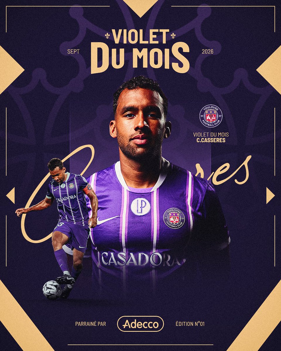 ToulouseFC's tweet photo. Vous avez élu @Casseres23 #VioletDuMois 😈 de septembre !

Notre international vénézuélien 🇻🇪 recueille 64% des votes et devance Thomas Jørgensen et Guillaume Restes.

¡Felicidades, El Torito! 👏🐂 https://t.co/2Mfmi6pcOh