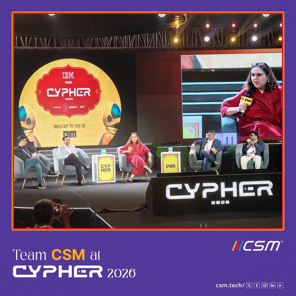 CSMTechnologies's tweet photo. A thought-provoking panel discussion, moderated by Barkha Dutt, explored the importance of Sovereign AI and why India needs to build a sovereign AI stack, spanning compute, models, data, and infrastructure.

Team CSM is at Cypher 2026, Bengaluru.

@Analyticsindiam #Cypher2026 https://t.co/pCEygqQNBj
