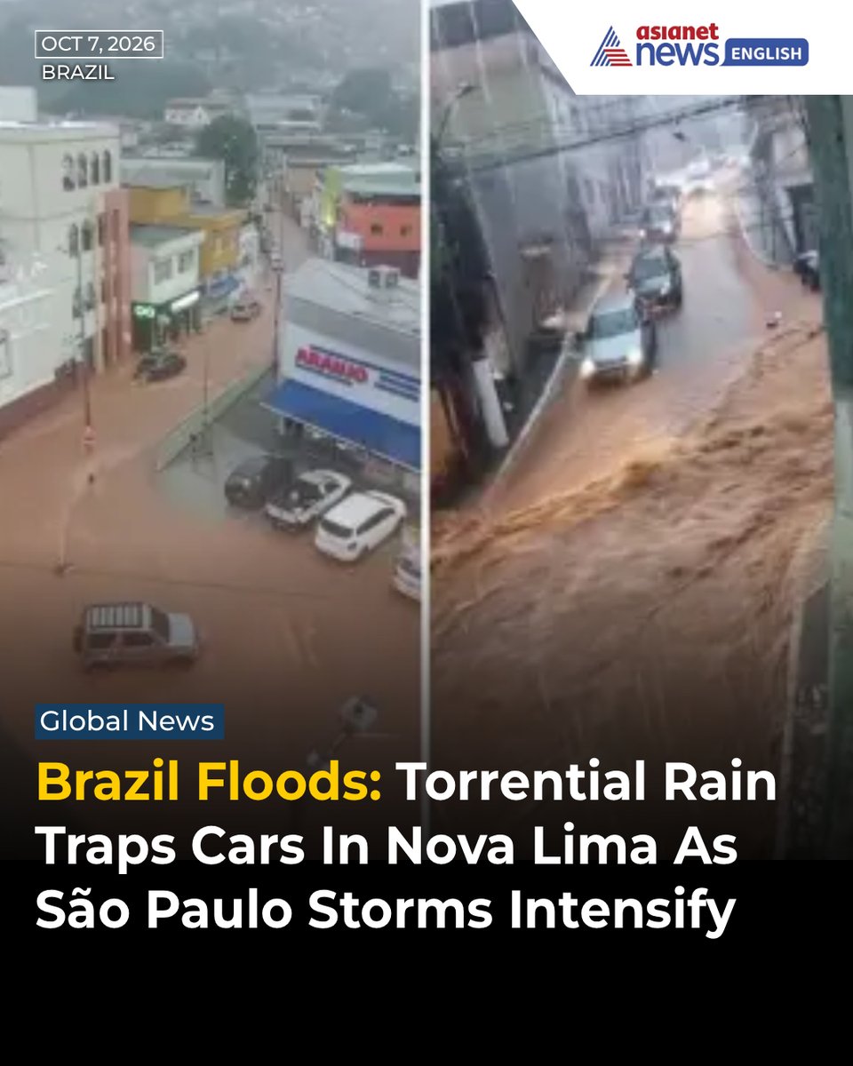 AsianetNewsEN's tweet photo. Flash floods hit Nova Lima, Brazil, after heavy rainfall sent muddy water rushing through city streets. Floodwaters rose rapidly, leaving cars stranded and turning roads into dangerous currents.1

▶️ https://t.co/zhUnTlwfB3

#BrazilFloods #FlashFlood #Brazil #NovaLima #SãoPaulo #WorldNews
