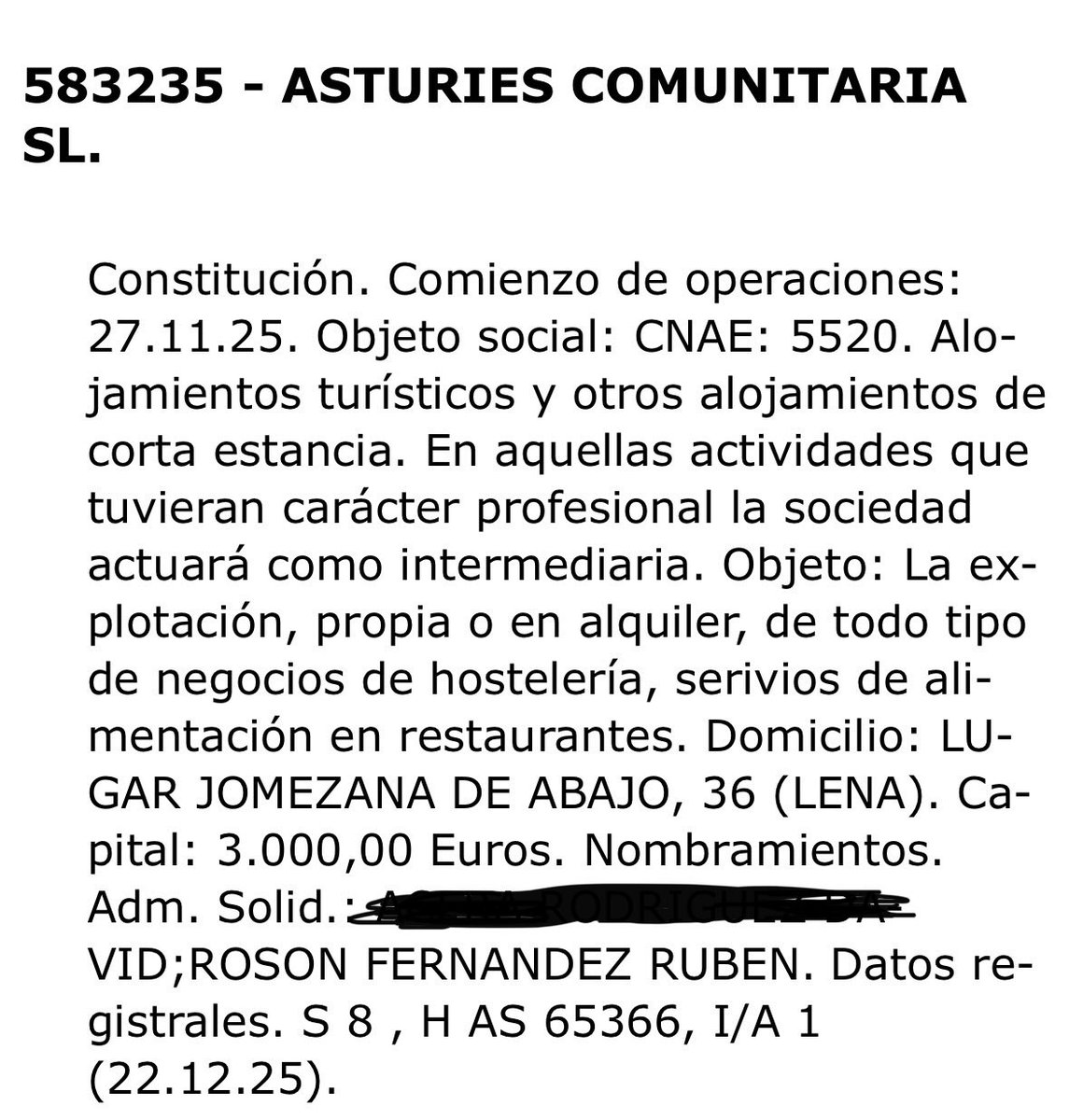 TateJBarcelo's tweet photo. Rubén, ¿no serás o habrás sido administrador de Asturies Comunitaria SL, empresa que se dedica a los alojamientos turísticos y otros alojamientos de corta estancia? https://t.co/8ApWxZNUkP