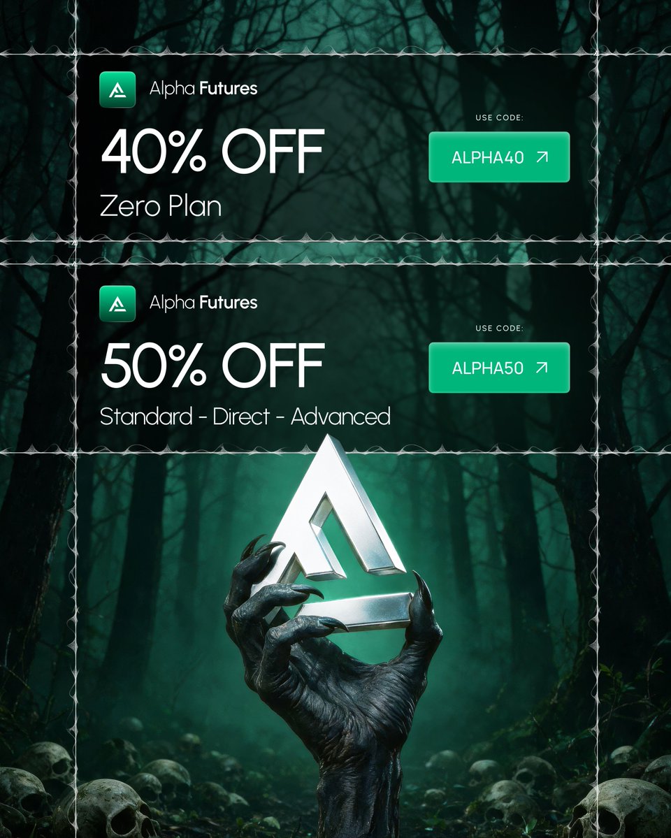 Alpha_Futures_'s tweet photo. No tricks, just treats this October. 🎃👻

🔥 40% OFF Zero accounts
Code: ALPHA40

🔥 50% OFF Standard, Direct &amp; Advanced
Code: ALPHA50

⏳ Live until the end of October, so don't sleep on it.

Grab yours at https://t.co/MjsFRW5Bgg https://t.co/azXrn3Qdta