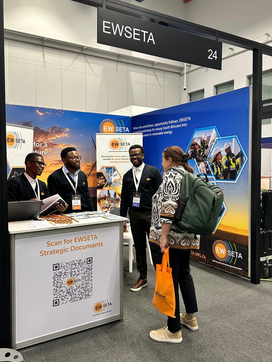 ewseta's tweet photo. The energy transition needs people ready to power it.

Day 2 of Windaba and WindAc 2026 is underway.

Visit EWSETA at Stand 24 and engage with us on the skills and opportunities shaping South Africa’s energy future.

#WINDABA2026 #EWSETA #EnergySkills https://t.co/6qCbvM77hN