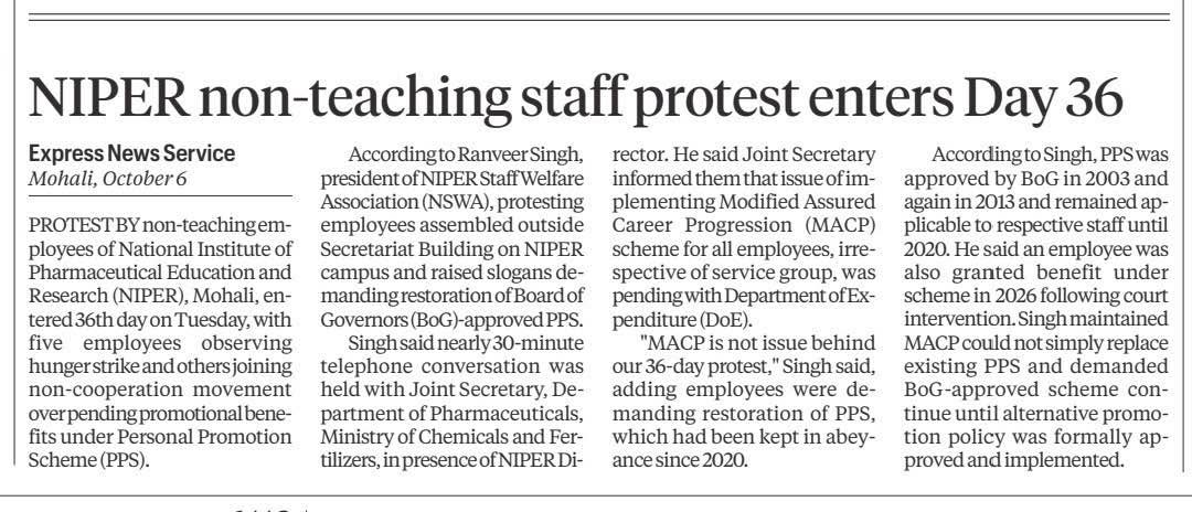 NSWAniper's tweet photo. NIPER PROTEST ON DAY 36 !!
Screenshots of press release of day 36 where hunger demonstration and non cooperation movement was observed peacefully.@NIPERHyd https://t.co/ByG6WFkLOi