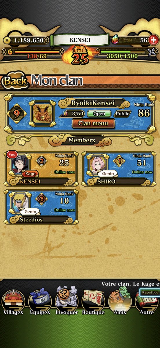 Kensei_FR's tweet photo. Trop content de la feature des Clans sur Revival, d'ailleurs ils prévoient d'ajouter du contenu de clan à l'avenir j'ai hâte ! 👀🙌

#Naruto #NarutoBlazing #NarutoBlazingRevival https://t.co/8UhNovCqk7