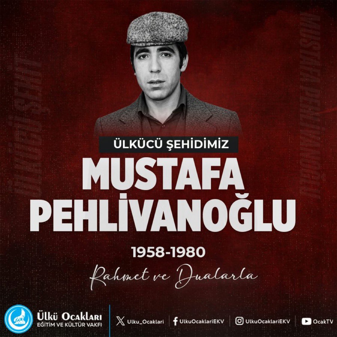 osmaniyeocak80's tweet photo. Ülkücü Şehidimiz Mustafa PEHLİVANOĞLU'nu Şehadetinin Yıl Dönümünde Rahmet ve Minnetle Anıyoruz.
Ruhu Şad Mekanı Cennet Olsun. https://t.co/G60GTEMvRb