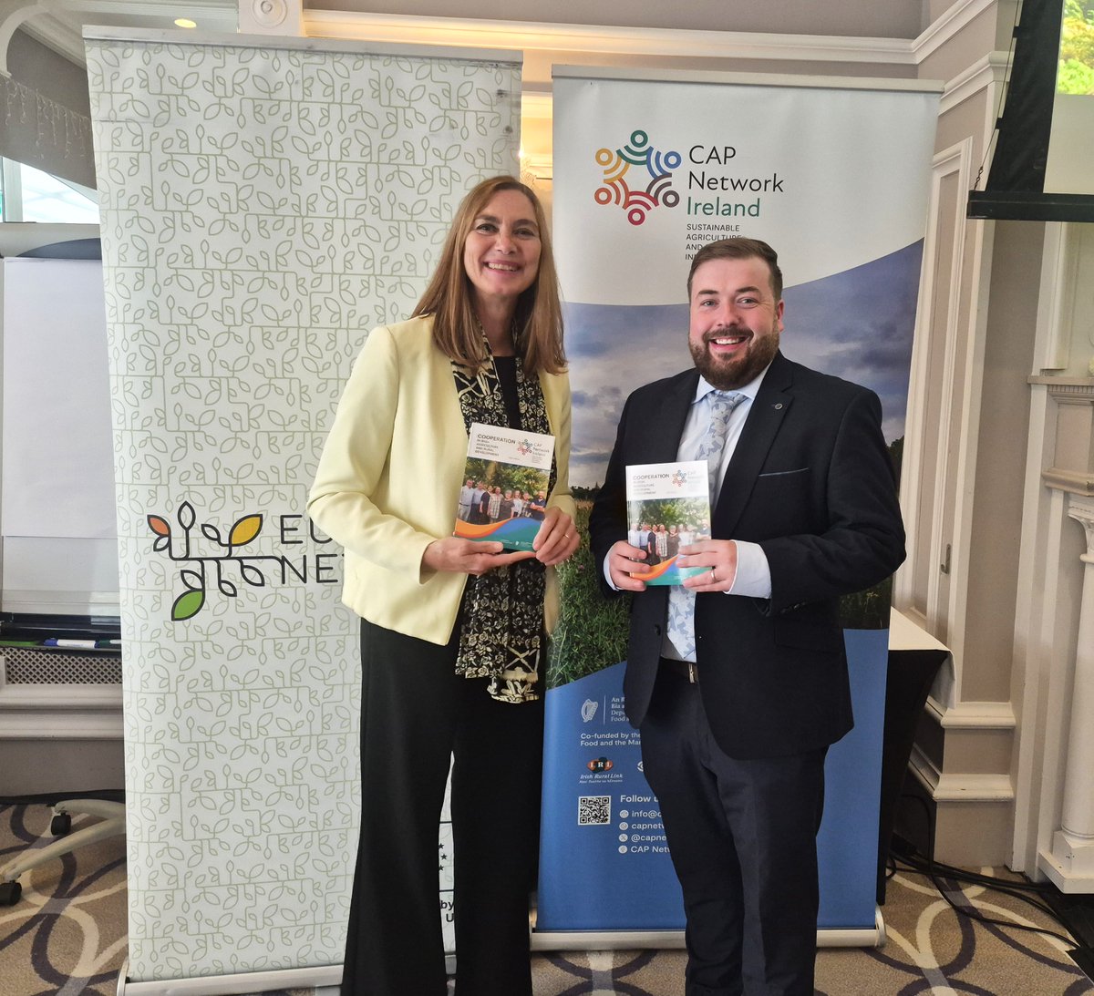 capnetworkire's tweet photo. CAP Network Ireland is delighted to launch our Cooperation Booklet at the EU CAP Network 8th National Networks Meeting in Wicklow.
Cooperation between food producers, landowners, local communities and relevant experts is proving to be an extremely effective catalyst for change in rural Ireland.
🤝 Cooperation is enhancing farmers’ negotiation leverage, improving their livelihoods, and fostering economic resilience. Seemingly insurmountable challenges such as improving biodiversity at the landscape level are being overcome by mobilising rural communities to effect change. New innovative solutions are being explored to give people greater access to land and to participate both in the rural economy and in the community. Endangered ancient breeds of livestock that were once common in the rural landscape and central to our shared heritage are being revived and making a niche but important contribution to modern land management again.

The case studies featured in this booklet are just a snapshot of an impressively wide range of cooperation initiatives currently underway in Ireland where CSP support is involved. The CSP is providing the framework for this to happen through programmes such as ACRES CP, European Innovation Partnerships, Collaborative Farming Grant Scheme, ESSPO, LEADER, and the Knowledge Transfer Programme.

👉 Read the booklet here: 
https://t.co/dBYqj1mcIq

#capnetworkireland #EUCAPNetwork #nnmeeting #cooperationinagriculture
@irishrurallink