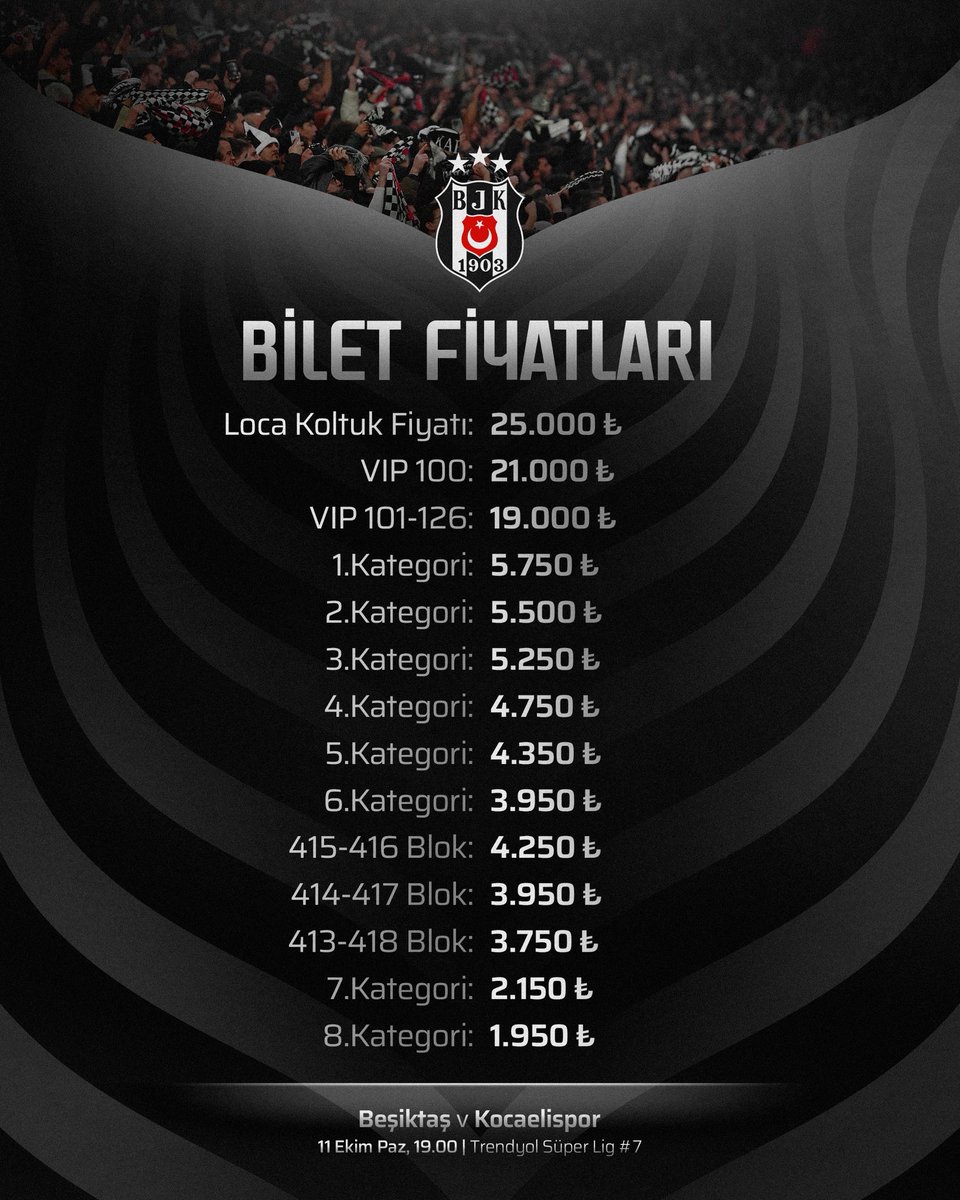 Besiktas's tweet photo. Kocaelispor Maçı Biletleri Hakkında Bilgilendirme

🔗 https://t.co/wYs740did6 https://t.co/V6MwVJUBuo
