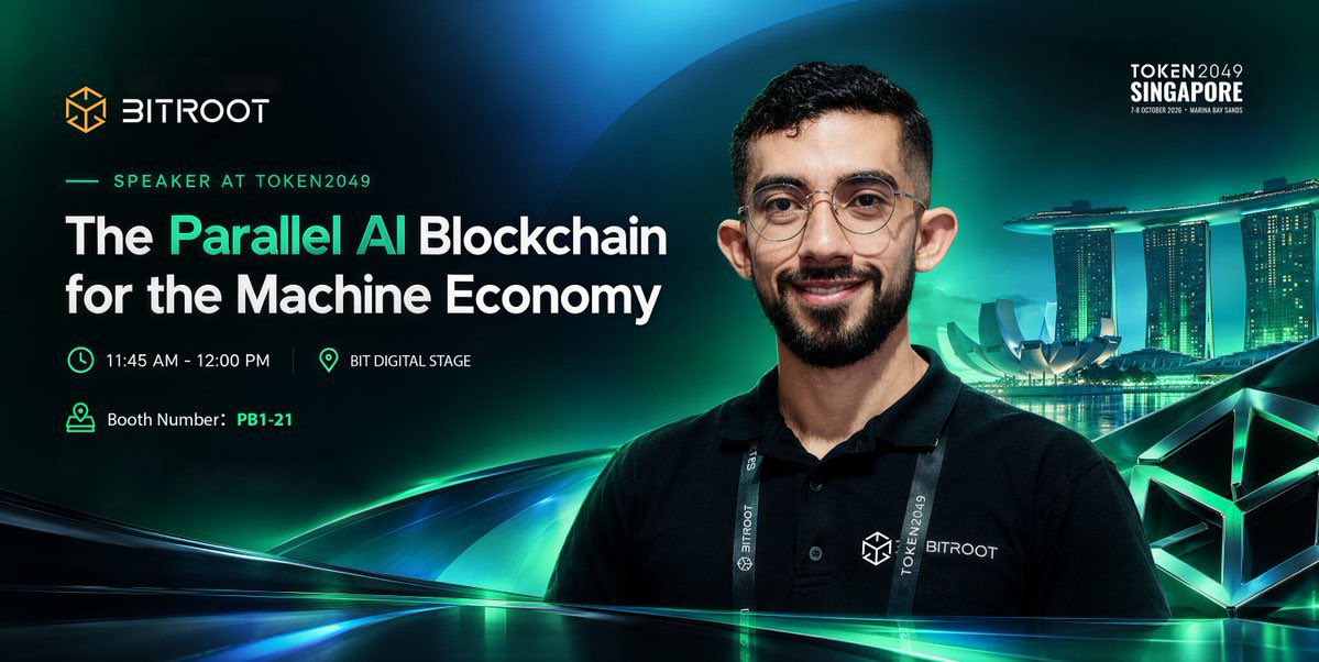 KryptomonarchX's tweet photo. Token2049 Singapore starts and every other booth seems to be selling “AI + blockchain.”

But most of it is still just a chatbot with a wallet attached.

The part I’m more interested in is what happens when AI agents actually start executing on-chain.

If thousands of agents are making transactions, interacting with protocols and moving assets at the same time, execution becomes a much bigger problem.

That’s where Parallel EVM gets interesting.

Instead of processing every transaction strictly one after another, parallel execution allows independent transactions to be processed concurrently, potentially pushing throughput much further.

@Bitroot_ is building around that thesis.

CEO Juan is speaking on the main stage on the 8th at 11:45 AM, while Bitroot will be at booth PB1-21.

I’ll be watching one thing:

Does the AI + blockchain conversation move beyond the narrative and into actual execution, throughput and infrastructure?

Because that’s where this sector gets interesting.

#Token2049 #Bitroot #ParallelEVM #AI #Web3