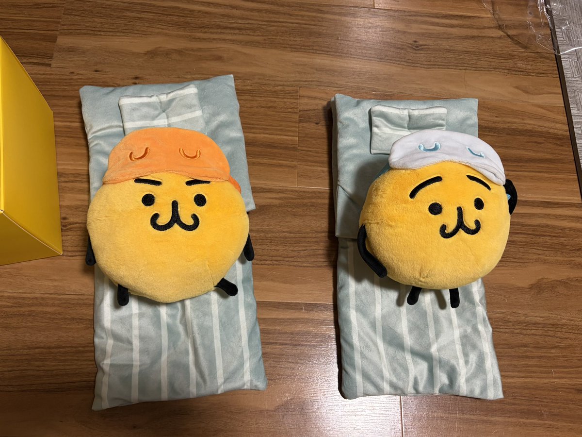 parappo_pis's tweet photo. えもちゃんぬいぐるみ届いためっちゃ可愛い😭😭😭😭😭😭😭なんかお布団とアイマスクもついてる😭😭😭😭😭 https://t.co/BktGnxbZft