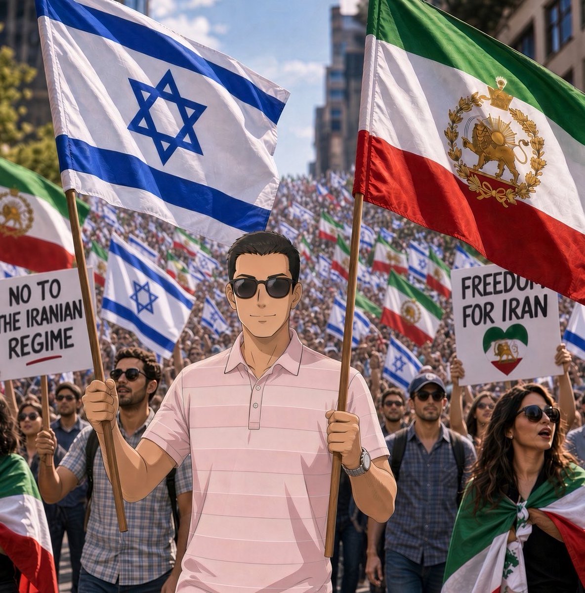 KouroshHT's tweet photo. @PahlaviReza We, Iranians, stand United with Israelis to fight against terrorism 
Long Live Iran 
Long Live Israel
Long live our Shah
#KingRezaPahlavi https://t.co/B8bJKVG0Sl