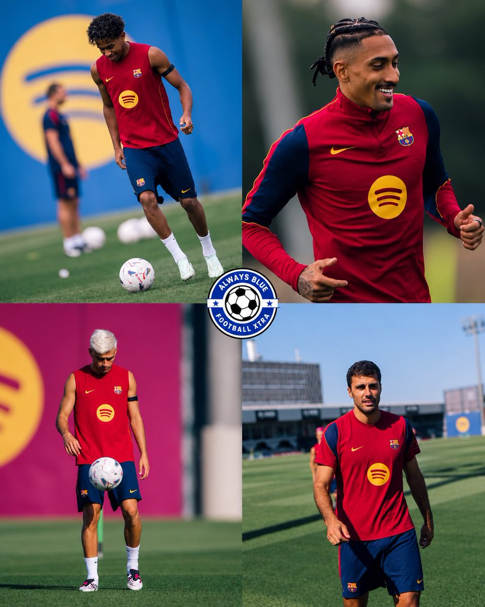 alwaysblueHQ's tweet photo. 🚨BREAKING:” Lamine Yamal, Raphinha, Pedri and Rodri are back in training and ready for the next game against Getafe. https://t.co/h0GVjKZsV9