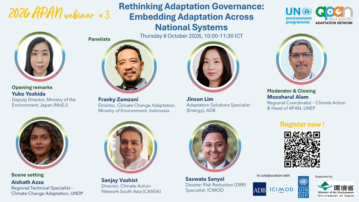 CANSouthAsia's tweet photo. 🌏 Join us tomorrow for a discussion on rethinking adaptation governance and embedding adaptation across national systems through regional cooperation.

📅 8 Oct | ⏰ 10:00 ICT / 8:30 AM IST
🔗 Register: https://t.co/uhCSXMSL7P
#ClimateAdaptation #RegionalCooperation #AsiaPacific https://t.co/J5MtHGKKaf