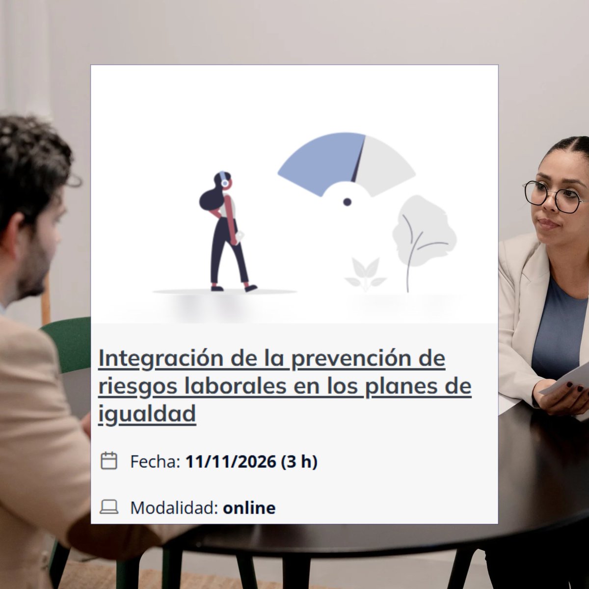 INSST_MITES_GOB's tweet photo. 🎓 ¿Cómo integrar la PRL en los planes de igualdad?

Webinario online del #INSST con pautas y un caso práctico para sumar la perspectiva de género a la prevención.

🗓️ 11/11 · 10:00-13:00 h

Inscríbete hasta el 28/10 👉 https://t.co/WgNHY1c74o 

#FormaciónPRL #Igualdad https://t.co/yNy9zMxGIb