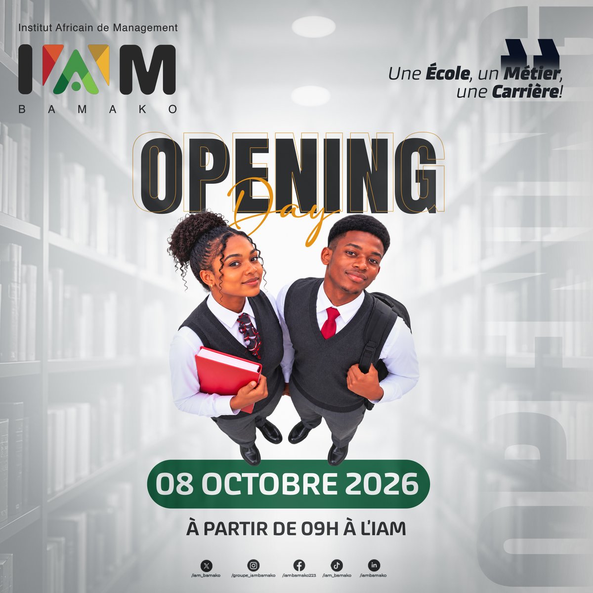 iam_bamako's tweet photo. J-1.
Demain, une nouvelle année commence à IAM Bamako.
Nouvelles rencontres. 
Nouvelles ambitions. 
Nouvelle énergie.
Rendez-vous demain.
Tout commence ici.
#IAMBamako223 #OpeningDay # Rentrée2026-2027 https://t.co/SCnEVPU7e3