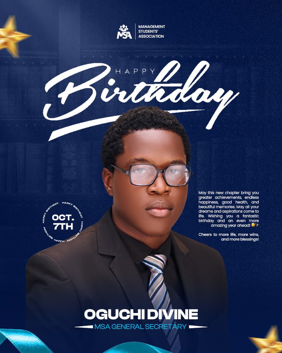 msaunilag's tweet photo. From all of us at MSA, we celebrate you @OguchiDivi53956 today and wishing you a fulfilling year ahead✨💙

Happy Birthday, Our Gen Sec! 🎉 https://t.co/LTDPh76OBQ