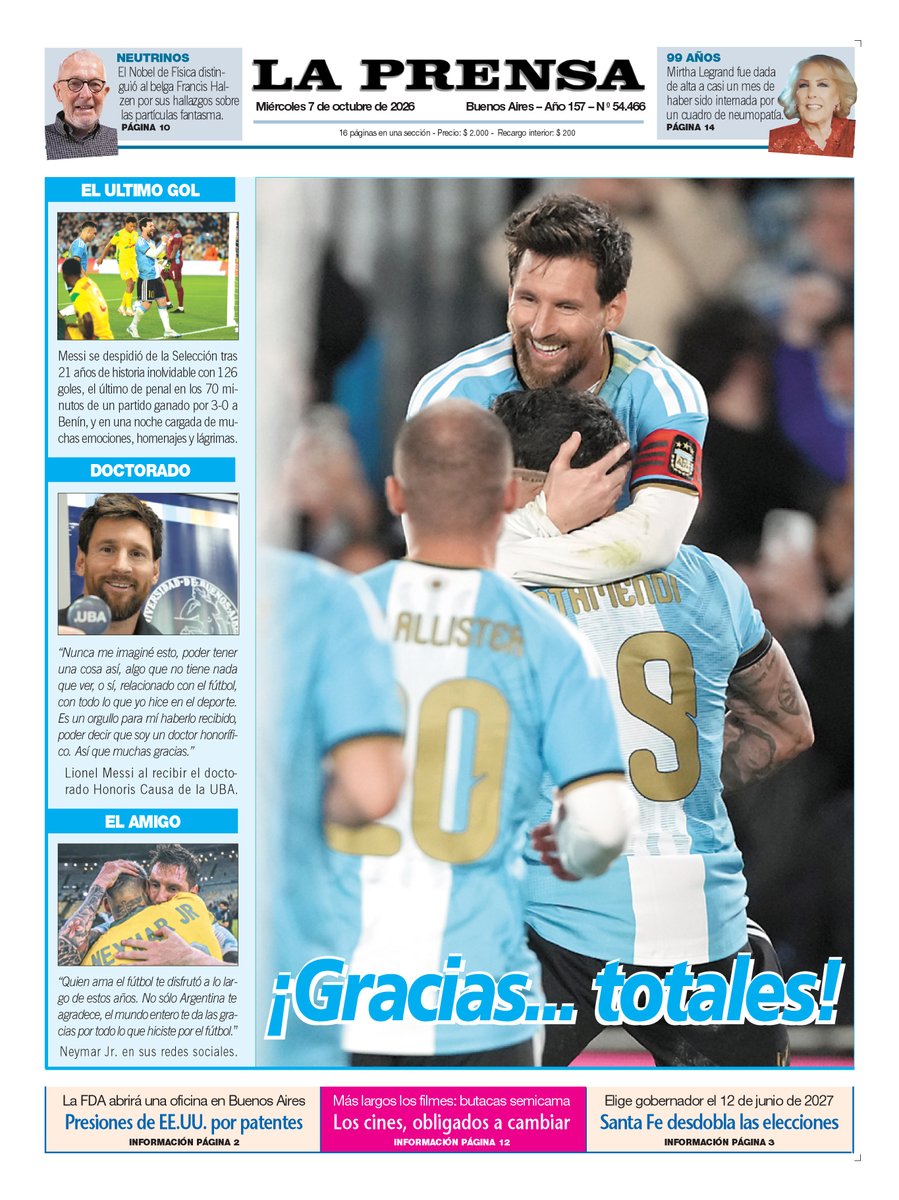 WalterVerst's tweet photo. #BuenDía y #BuenMiércoles para todos!!
A continuación, las portadas de los diarios de hoy #Miércoles 07/10/26 #7deOctubre #7oct2026 #7oct.
#Crónica
#LaPrensa
#DiarioPopular https://t.co/DnVFmKTLFS
