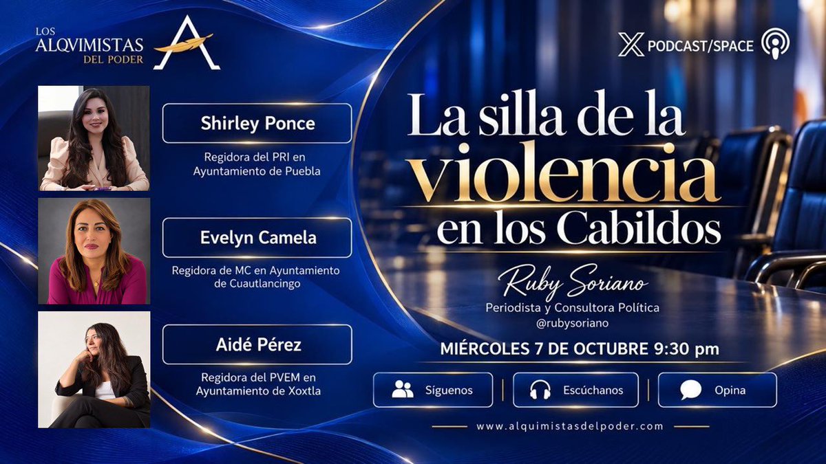 rubysoriano's tweet photo. 🎙️Hoy #MesaDeAnálisis con #Regidoras y la violencia desde los Cabildos Municipales
🎙️Me acompañarán las regidoras @ShirleyPonce_ @CamelaEvelyn y @AidePerezMarin
🎙️La cita 9:30 pm #PodcastSpace
https://t.co/DdXvTFIncm https://t.co/YbBobFIg2c