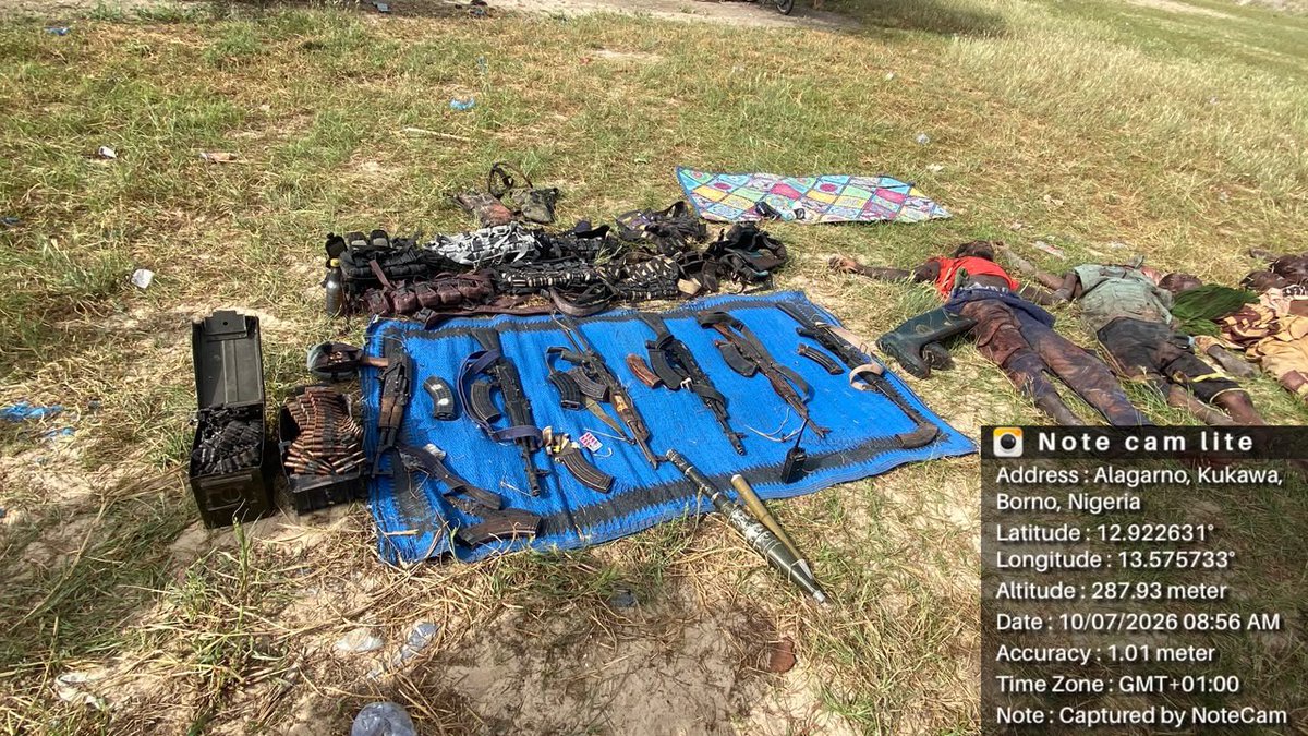 ZagazOlaMakama's tweet photo. Some of the ISWAP barbecued by Troops of Operation HADIN KAI https://t.co/bJOfLEOoPx