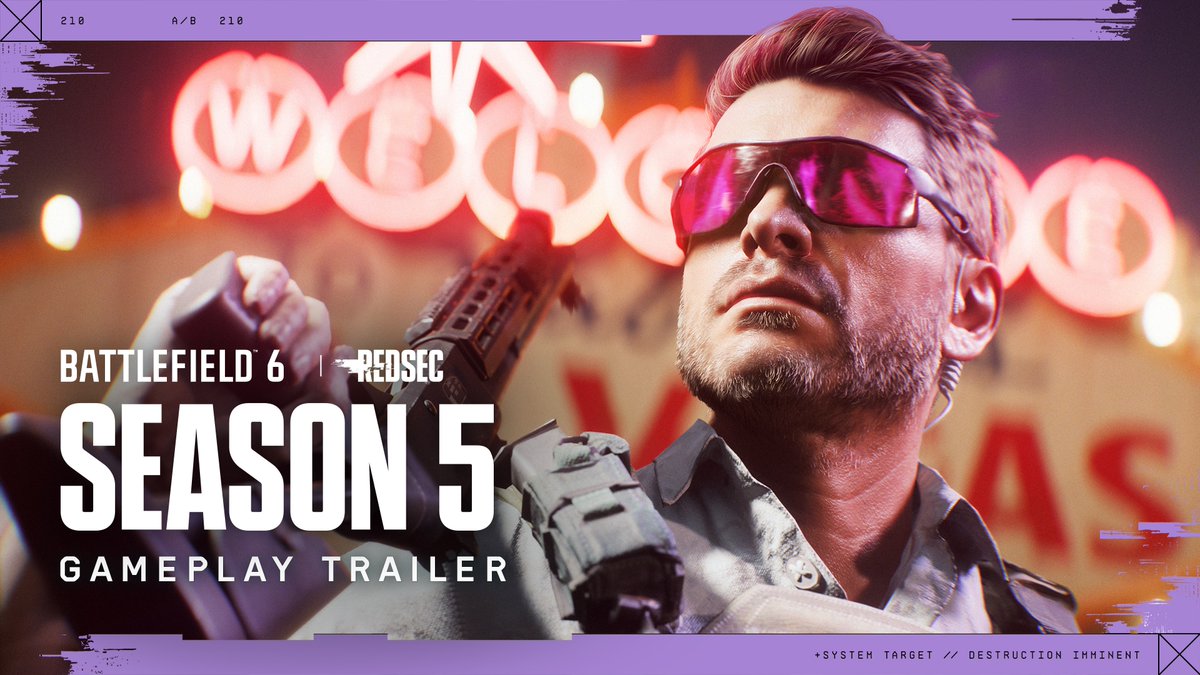 ZyricksTV's tweet photo. 🎰 Battlefield 6 Season 5 heads to Las Vegas on October 13

EA’s new Season 5 announcement outlines what’s coming across Battlefield 6 and REDSEC throughout the season.

🗺️ Three new battlegrounds
Vegas Strip and Area 51 are among three new maps, with fighting spanning casinos, rooftops, desert terrain and underground tunnels. Blackwell Fields and New Sobek City also receive updates.

🎯 Weapons, vehicles and squad features
The season includes six new weapons, two new vehicles and Operation High Roller. Multiplayer leaderboards and Platoons are also on the content list.

🔄 REDSEC’s Rapid Royale
The new free-to-play mode puts a faster pace on Battle Royale, with kills earning redeploys. Ranked Battle Royale is also announced alongside the Open Series.

📅 Season-wide rollout
October 13 starts the season; this is a preview of content arriving throughout it, not confirmation that every feature launches that day. A limited-time Halloween event is also planned.

Image: EA / Battlefield Studios. This post is not endorsed by or affiliated with EA or its licensors.

#Battlefield6 #REDSEC