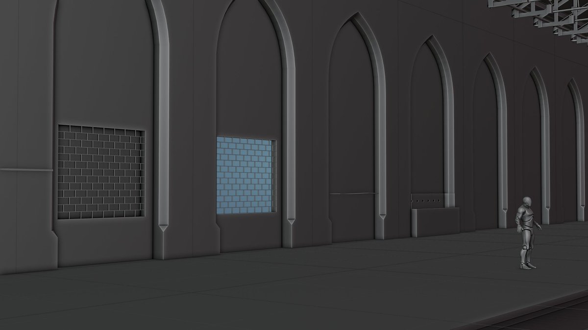 asultan3d's tweet photo. Railway Dhaba/Tea Stall  
WIP 03
I’ve started assembling the modular walls, columns, ceiling, and railway tracks to get a btr idea of how the whole space wil feel. I also added 2 tracks for two trains, which is helpng me get a better sense of the scale and layout of environment. https://t.co/9lB6LgPNe3
