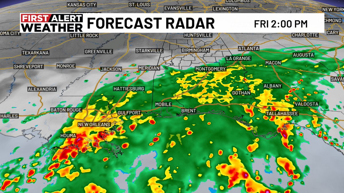 weswyattweather's tweet photo. WEEKEND WEATHER/ALABAMA-GEORGIA GAME WEATHER UPDATE: Some new guidance is showing things moving along much faster this weekend. The latest run of the Baron 3km shows heaviest rain exiting in the afternoon. Lets see if more guidance gets onboard today.
#WBRC #FirstAlert https://t.co/vLsHUW2Zzb