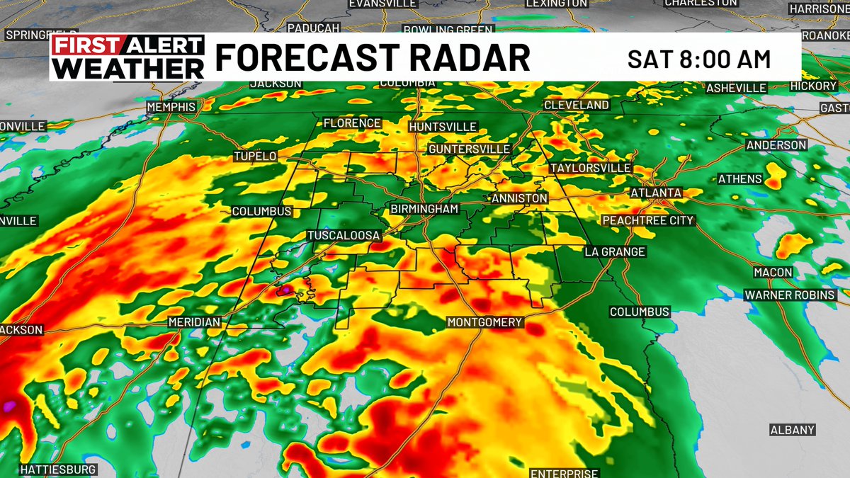 weswyattweather's tweet photo. WEEKEND WEATHER/ALABAMA-GEORGIA GAME WEATHER UPDATE: Some new guidance is showing things moving along much faster this weekend. The latest run of the Baron 3km shows heaviest rain exiting in the afternoon. Lets see if more guidance gets onboard today.
#WBRC #FirstAlert https://t.co/vLsHUW2Zzb