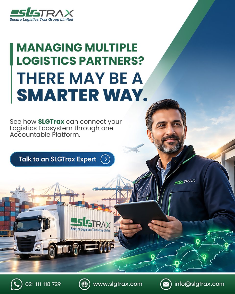 SLGTrax's tweet photo. When your logistics partners multiply, managing them shouldn’t get harder. SLGTrax brings your logistics ecosystem together on one accountable platform so you can stay connected, in control, and focused on moving your business forward.

#SLGTrax #Logistics #SupplyChain https://t.co/EYxXgvp11C