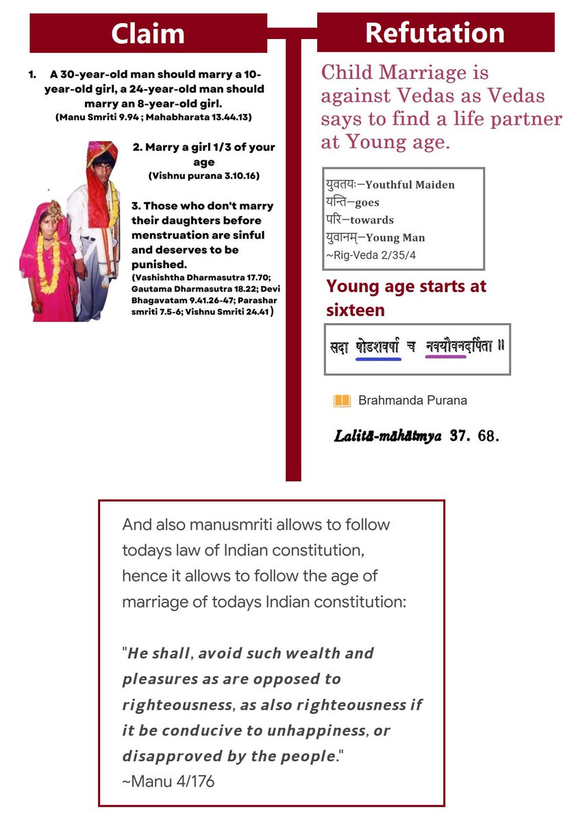 vedicpath1's tweet photo. Allegation of Child marriage &amp; Pedofilia in Sanatan Vedic dharma is refuted. https://t.co/7xEBwlLCsM