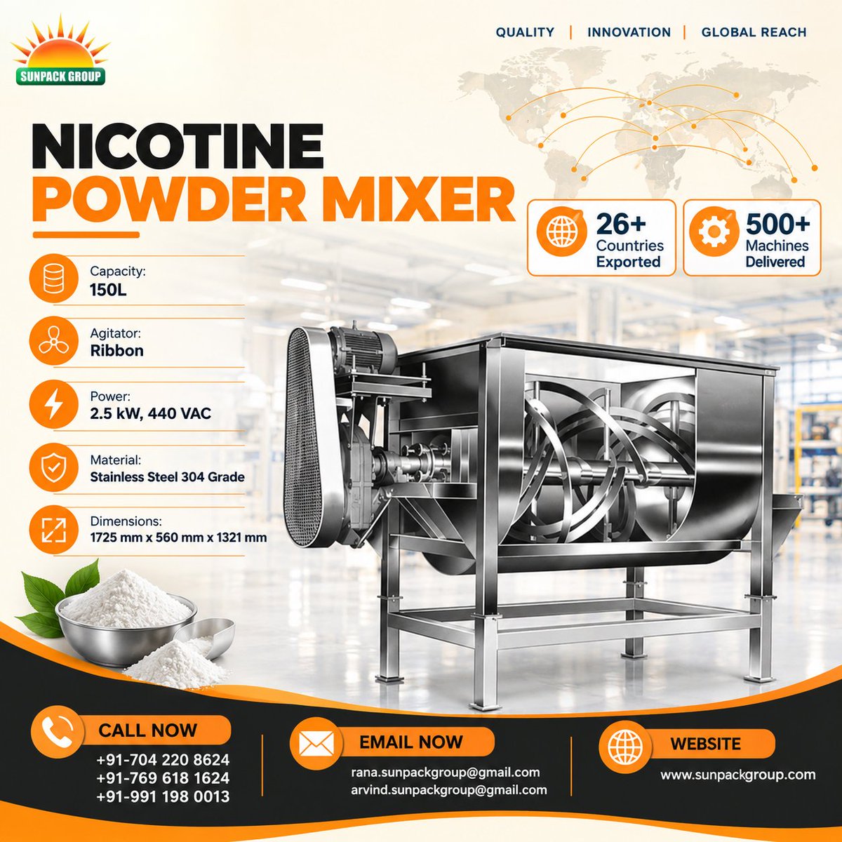 sunpackgroup's tweet photo. Sunpack Group offers a 150L Ribbon Powder Mixer designed for industrial powder-processing applications, pricing.

#sunpack #nicotine #snus #nicotinepouch #nicotinepackaging #snuspouch #powdermixer #ribbonmixer #industrialmixer #powdermixing #industrialmachinery #mixingmachine https://t.co/H72at4uVY3