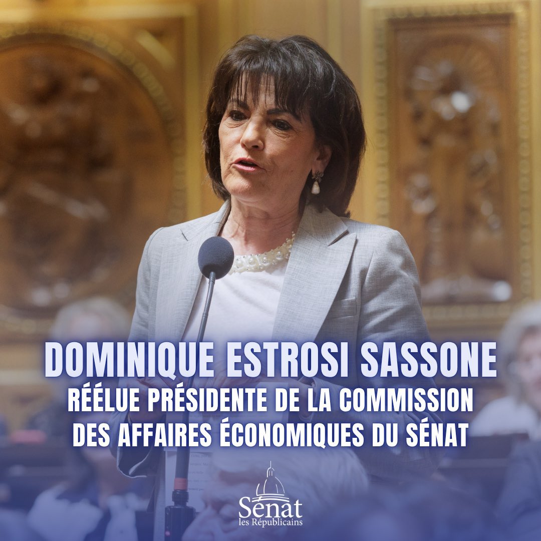Dominiq_Estrosi's tweet photo. Très honorée d’avoir été réélue présidente de la commission des affaires économiques du @senat.        

J’exercerai cette responsabilité avec détermination et engagement au service des 51 commissaires dans le respect de toutes les sensibilités pour être utile au Sénat et à notre pays.