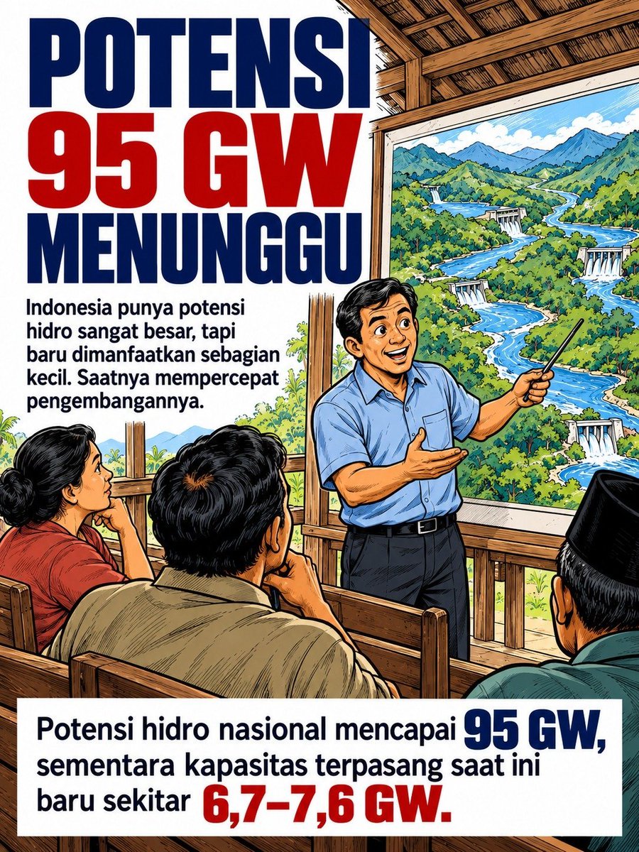 EVirdhansyah's tweet photo. Indonesia punya potensi hidro yang sangat besar, tapi baru dimanfaatkan sebagian kecil saja..kini saatnya mempercepat pengembangan energi hidro tersebut melalui PLTA untuk memenuhi kebutuhan energi listrik kita..

#EnergiTerbarukan
#GreenEnergy https://t.co/s2I423KpRg