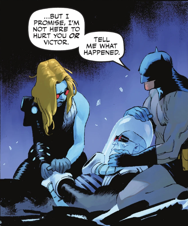 vampyrobat's tweet photo. if i had a nickle for each time bruce shared a tender moment with one of his rogues in this run, i'd have 3, which isn't a lot but man, do i love seeing it happen https://t.co/2pKFQp2XE3