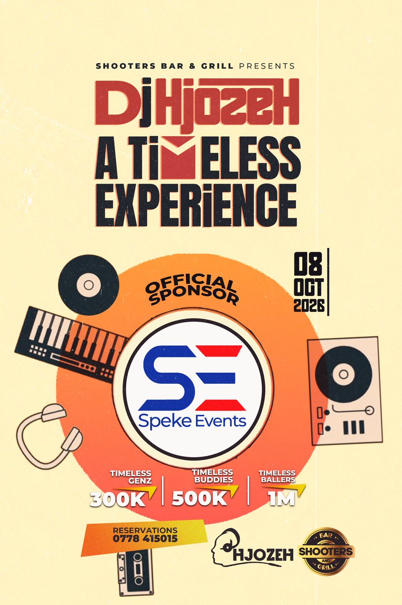 spekeevents's tweet photo. The clock is ticking… and this is one experience you don’t want to miss!
We are thrilled to be part of #TheTimelessExperience with @DjHjozeh bringing timeless vibes to life @ShootersBar_Mbr this Thursday 8th October 2026.
Tag your timeless buddies! https://t.co/4QfOXUkPYT