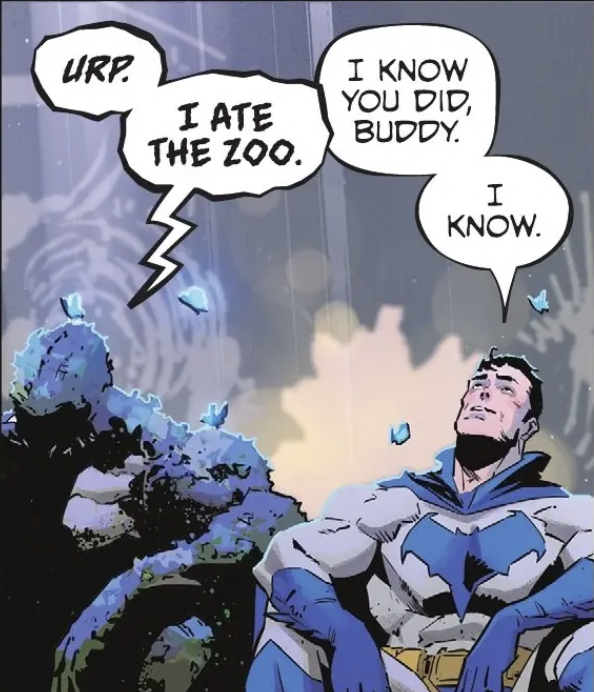 vampyrobat's tweet photo. if i had a nickle for each time bruce shared a tender moment with one of his rogues in this run, i'd have 3, which isn't a lot but man, do i love seeing it happen https://t.co/2pKFQp2XE3