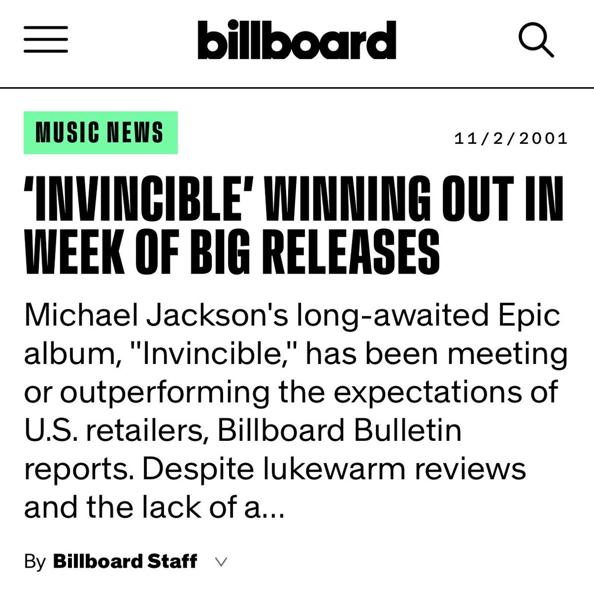 tafkaay's tweet photo. ✅Crowd nonstop cheered Michael Jackson at World Music Awards
❌Media said they booed

✅Invincible debuted No1 in 13 countries and went double platinum in 8 weeks
❌Media said it flopped 

✅Biopic became highest-grossing film of 2026 and 1st biopic ever to cross one billion-dollar 
❌Media focused on other films

❌Rotten tomatoes said 27%, lowest ever
✅Audience score said a whopping 97%, highest ever 

✅Jury verdict said: Not Guilty 
❌Media keeps recycling allegations & making new mockumentaries

Just because you read it 
Don’t make it factual. 

Be careful what you read.
The lie becomes the truth.