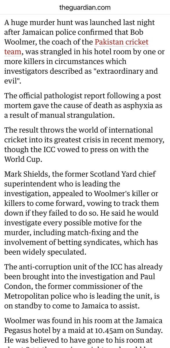 _Break_Free___'s tweet photo. Who really hushed up this cold-blooded murder of then Pakistani coach, Bob Woolmer, just a few hours after Pakistan's notorious defeat against a minnow, Ireland?

Hope, one day, one of those ex players from that world cup squad  would come up to reveal a few things about this horrendous act