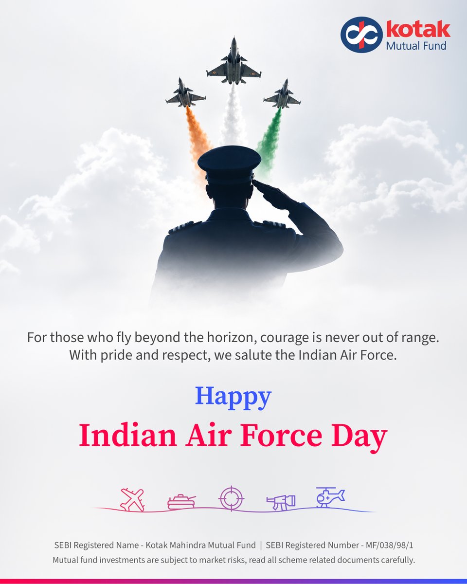 KotakMF's tweet photo. Today, we honour the courage and selfless service of those who safeguard our skies. Happy Indian Air Force Day!

#IndianAirForceDay2026 #HappyIndianAirForceDay https://t.co/GWTzPlFk91