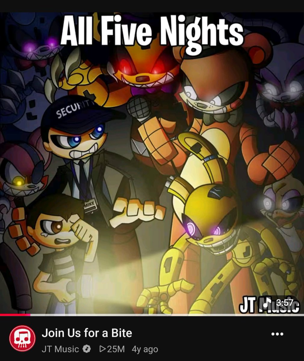 eggploont's tweet photo. If Join Us For A Bite does in fact get a jam track in Fortnite, I hope this is the cover they use for it
it'd be so funny to have an extremely 2014-2016 era piece of FNAF fanart in Fortnite https://t.co/hX7HfVv3VN
