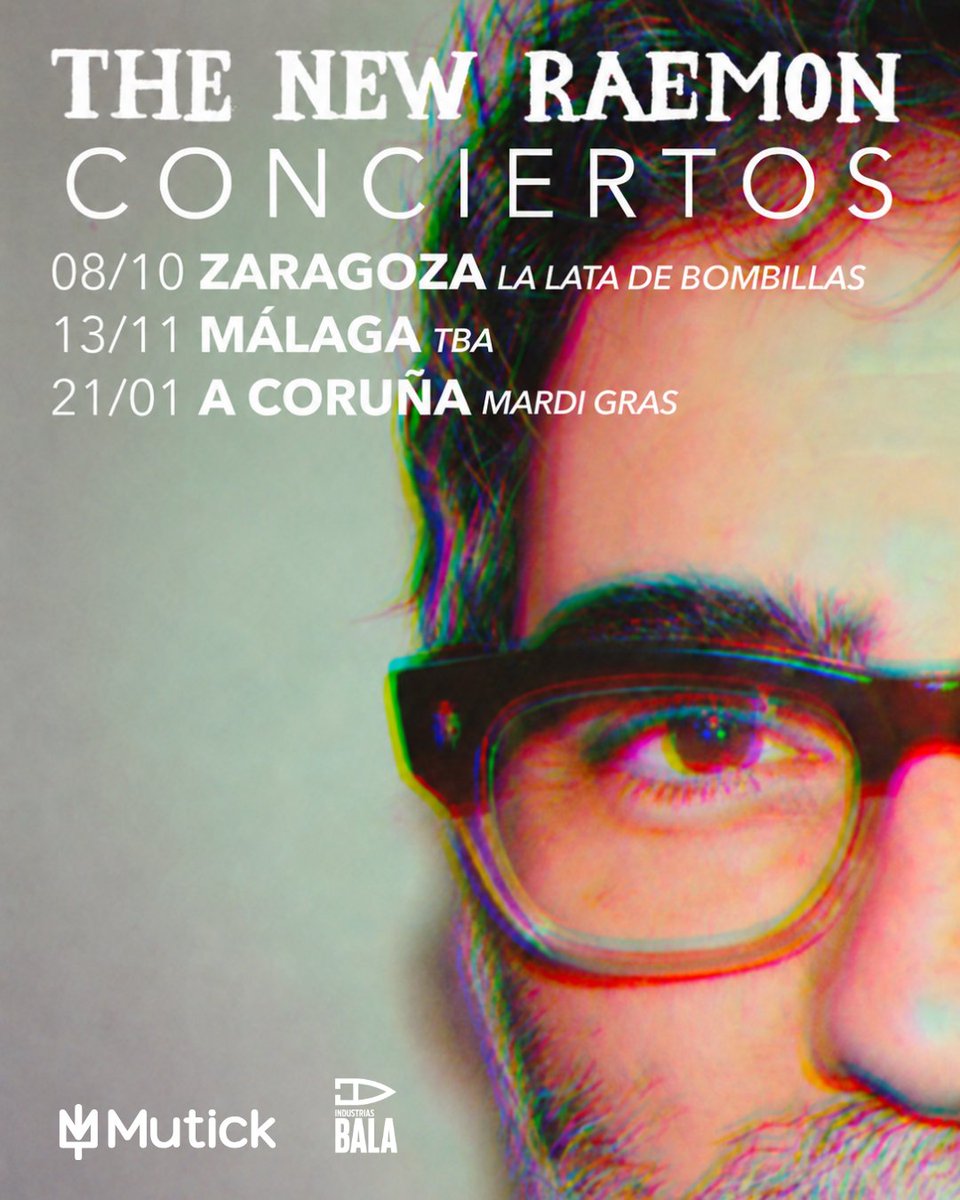 Mutick_com's tweet photo. @thenewraemon  llega con tres fechas: Zaragoza el 8 de octubre en @LATADEBOMBILLAS , Málaga el 13 de noviembre en @VelvetClubMLG  y A Coruña el 21 de enero en @SalaMardiGras  🎶✨

Prom: @industriasbala 

#TheNewRaemon #Zaragoza #Málaga #ACoruña #mutick #entradas #concierto https://t.co/RVX7cpX9Yt