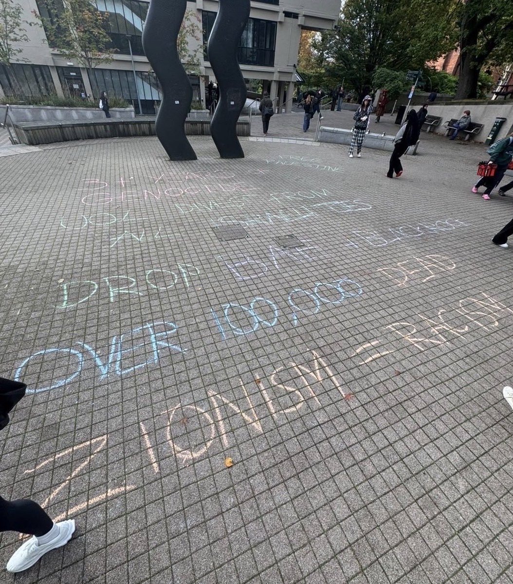 SabriSun_Miller's tweet photo. Jewish students in Leeds gathering for their Oct 7 vigil found the pavement where the gathering was due to be held vandalised with the message “Zionism = Racism”. This is intimidation. This is bullying. I hope the Greens are ashamed. Let Jews mourn their dead in peace. https://t.co/ooUVzJ6x4d