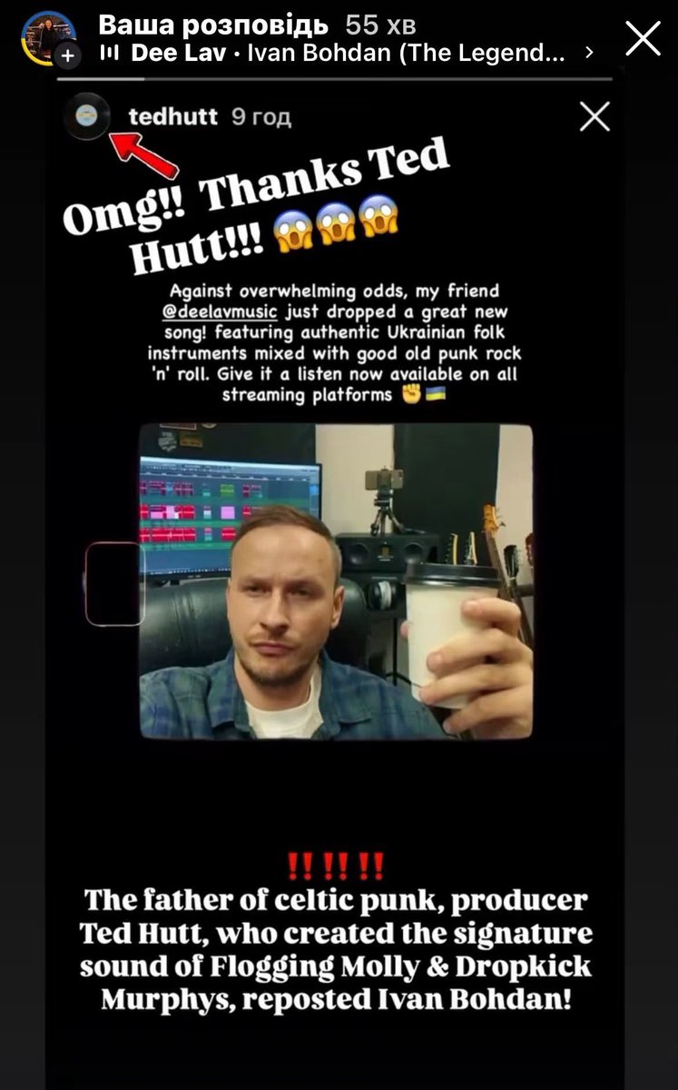 DeeLavMusic's tweet photo. 🙌🎸🇺🇦 #FELLAS! Check out who just supported #IvanBohdan!!! It’s the godfather of Celtic punk and the man behind the signature sound of Flogging Molly &amp; Dropkick Murphys - legendary producer Ted Hutt!!! I’m insanely happy! Thanks everyone!!! But I still need your help...🔽 https://t.co/Ri5duG1LfD