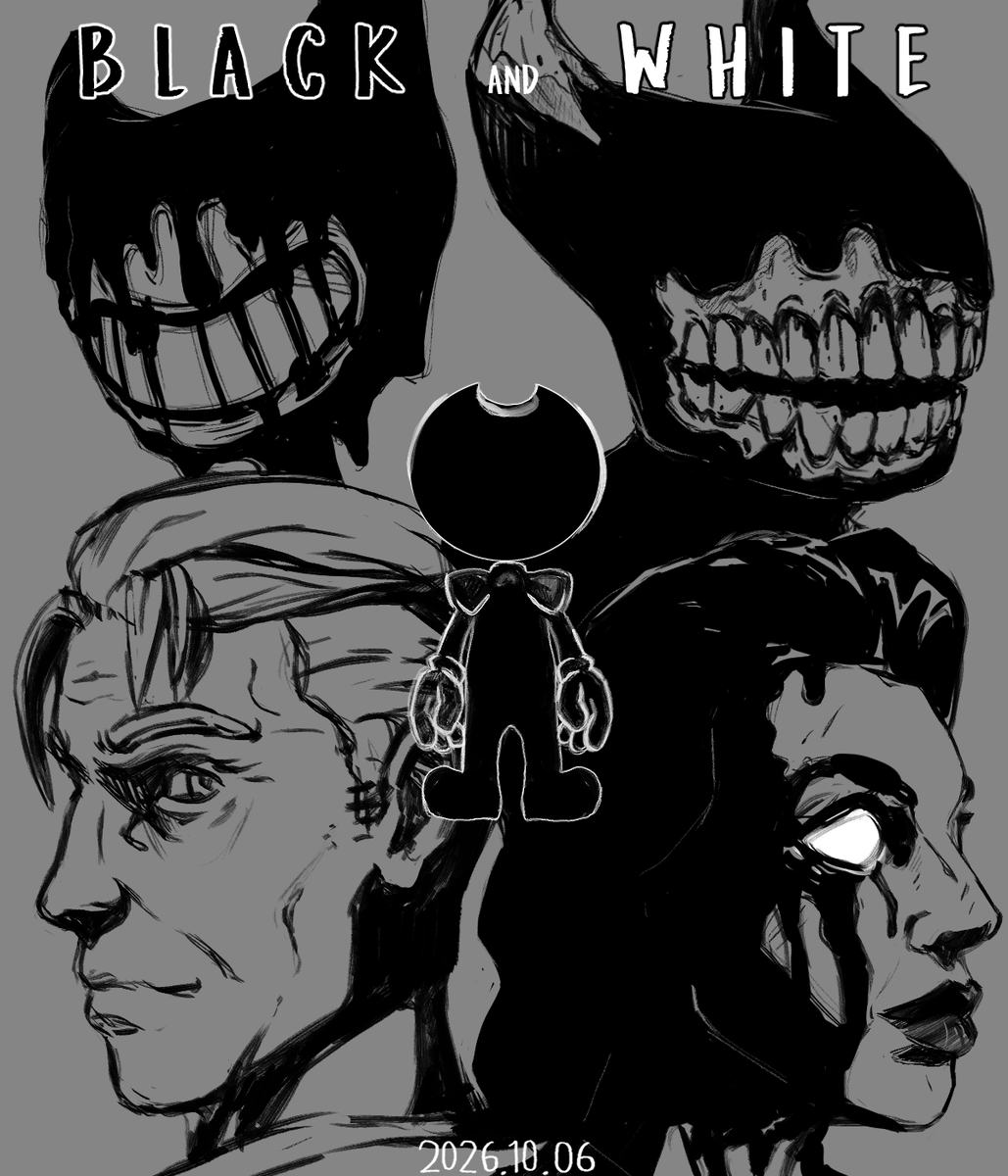 RegularDemons's tweet photo. Day 6 - Black and White
Inspired by the BATDR song with the same name, the one part that goes "The devil may reach for my heart". It's very catchy and I've been listening on loop! #BENDY https://t.co/Bo8qqpcBmw