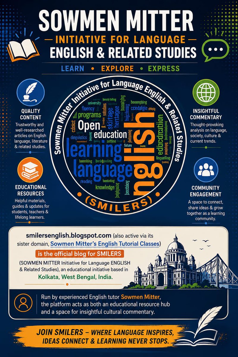 smilersedu's tweet photo. SMILERS (SOWMEN MITTER Initiative for Language ENGLISH &amp; Related Studies), an educational initiative based in Kolkata, West Bengal, India is 
run by experienced English tutor @SowmenMitter. Vist https://t.co/5nJlAuusbB  ... https://t.co/VCif4g6cqJ