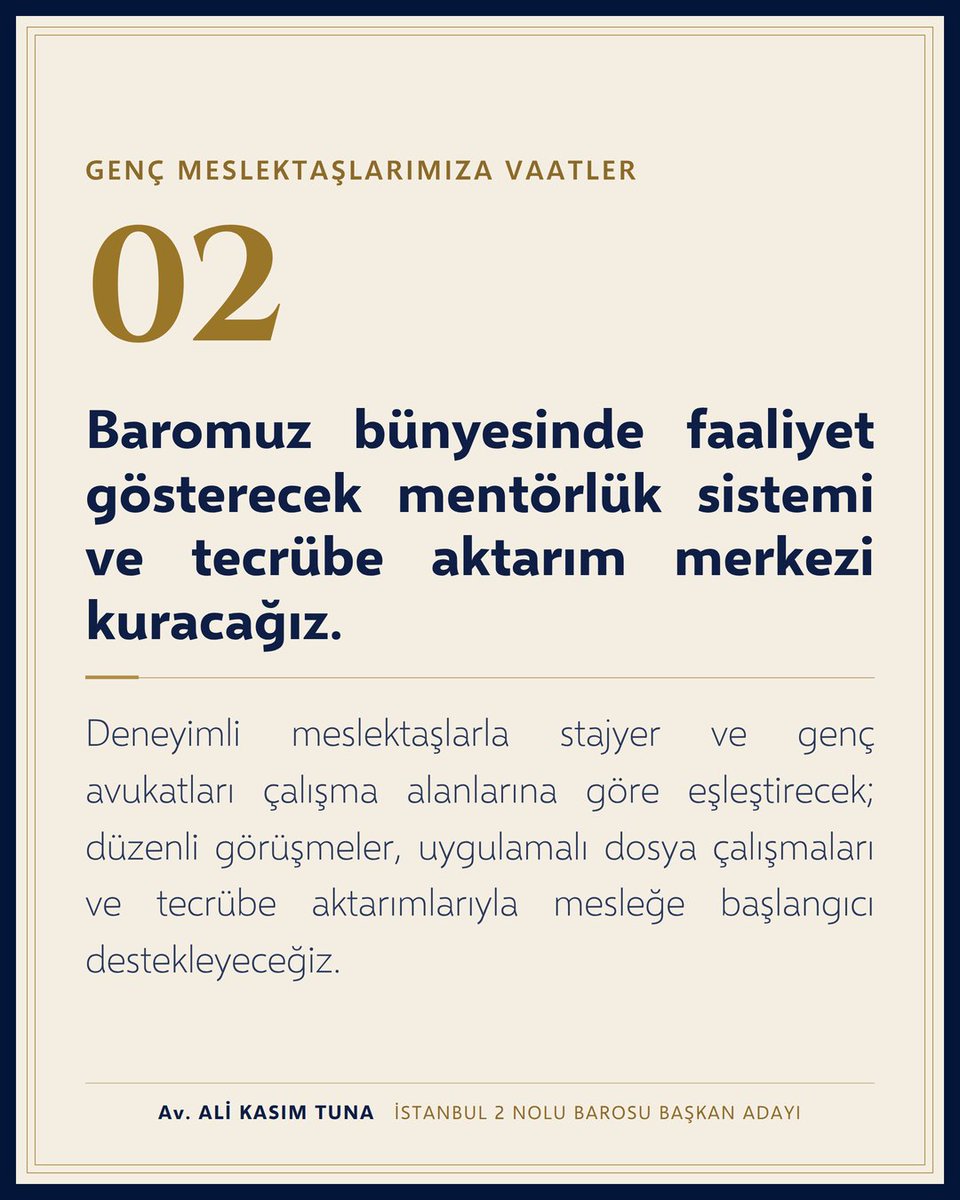 AliKasimTunaTR's tweet photo. Mesleğe Güçlü Başlangıç:

Mentörlükten istihdama, ruhsat giderlerinden Bağ-Kur primine ilk günden itibaren yanınızdayız.

#AvukatınSözüBaronunGücü https://t.co/7wSDiyQoA3