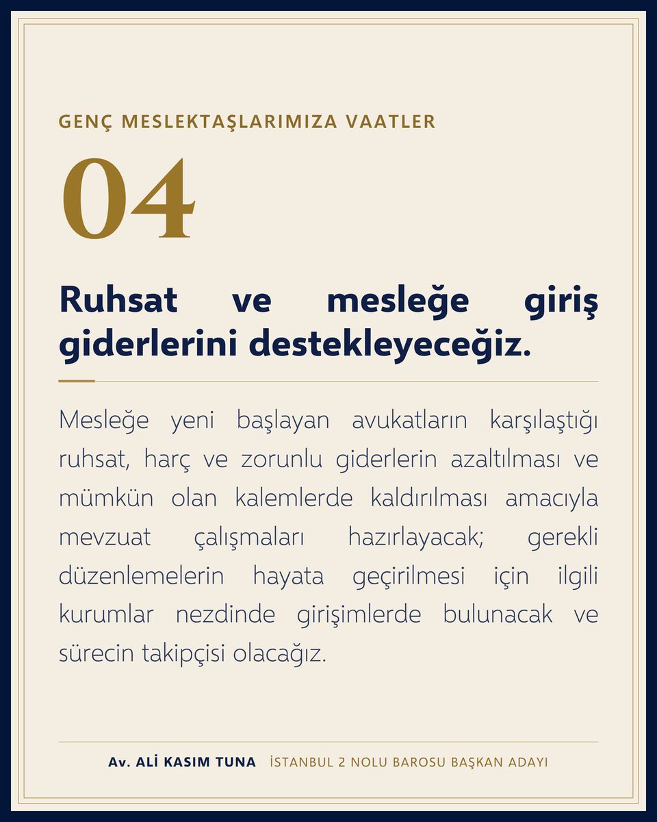 AliKasimTunaTR's tweet photo. Mesleğe Güçlü Başlangıç:

Mentörlükten istihdama, ruhsat giderlerinden Bağ-Kur primine ilk günden itibaren yanınızdayız.

#AvukatınSözüBaronunGücü https://t.co/7wSDiyQoA3