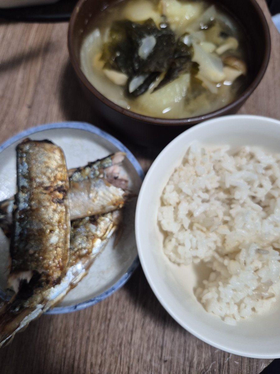 MK69HINA's tweet photo. 北海道の秋刀魚🐟きょうだいが送ってくれた。子供と時はよく食べたけど今は食べ慣れてない。美味しかったけどね😋寒いから味噌汁も👍
朝から気まぐれな人に相手せず黙々と自分のことをしてた😏 https://t.co/crvpKgK2XH