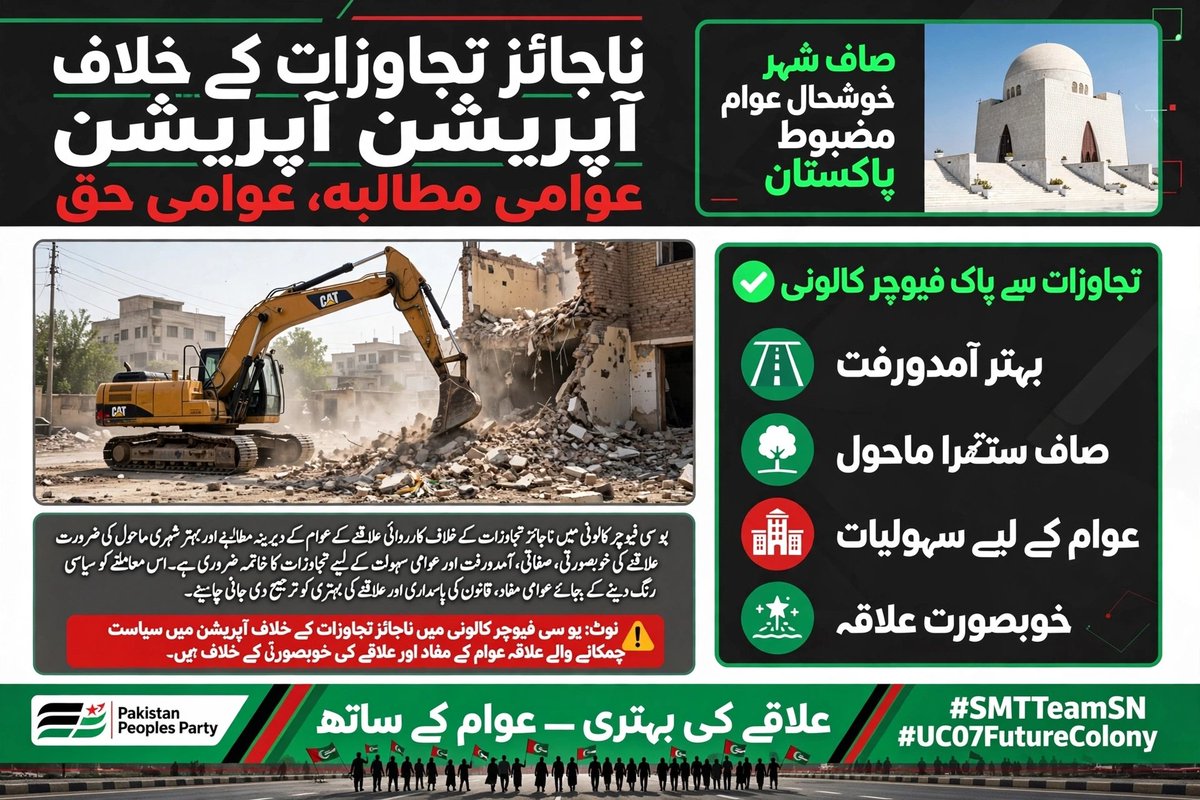 sabokhan8b8r's tweet photo. > *ناجائز تجاوزات کے خلاف آپریشن ، *
> یو سی فیوچر کالونی میں ناجائز تجاوزات کے خلاف آپریشن علاقے کے عوام کا دیرینہ مطالبہ تھا۔
> بہتر سڑکیں، صاف ماحول اور کھلی آمدورفت ہم سب کا حق ہے۔ اس کو سیاسی رنگ نہ دیا جائے۔
> *علاقے کی بہتری - عوام کے ساتھ*
> #SMTTeamSN #UC07FutureColony https://t.co/eCAyletStr